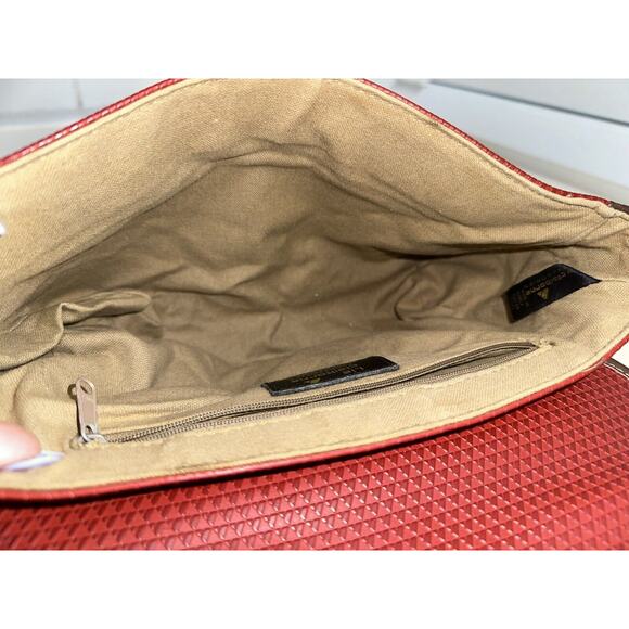 Vintage 80s Liz Claiborne Signature Crossbody Shoulder Bag Maroon Red Logo Purse - Picture 16 of 16